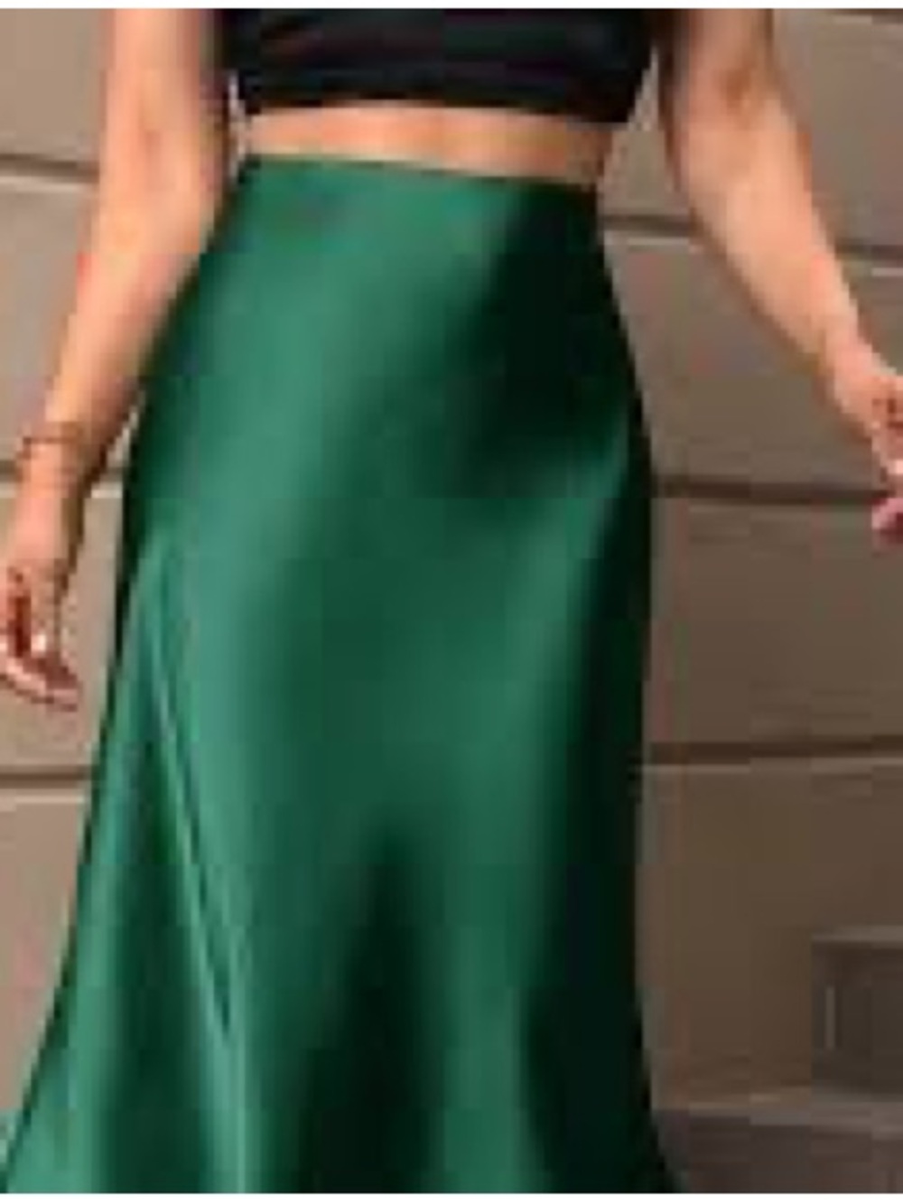 SHEIN Forest Green Midi Satin Skirt